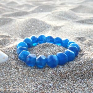 Gelang nugget resin bening biru